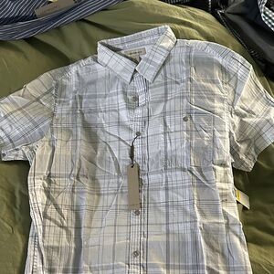 Calvin Klein White and Blue Checkered Shirt